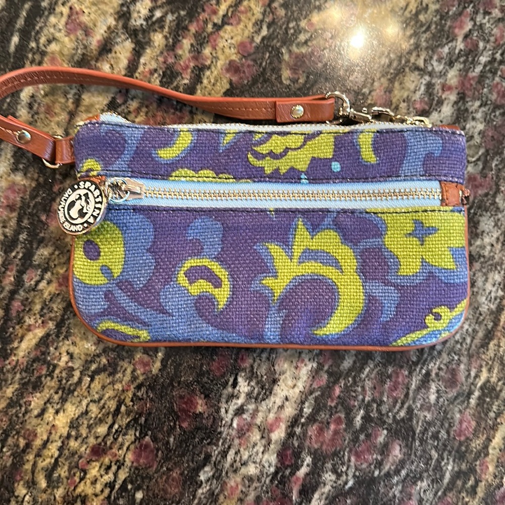 Spartina wristlet in blue and green floral. No tears no stains.  8” x  4.5”